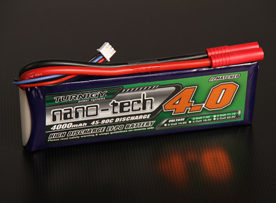 Turnigy nano-tech 4000mah 2S 45 ~ 90C Lipo Paquet