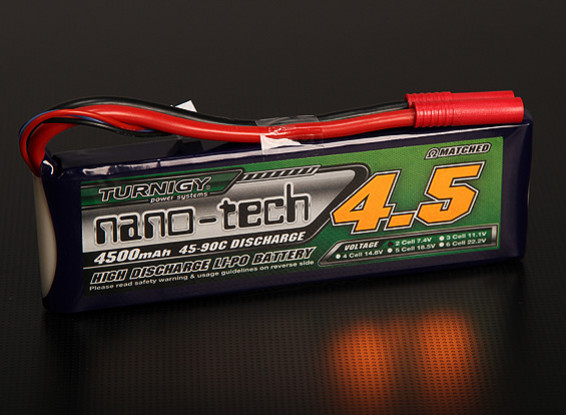 Turnigy nano-tech 4500mAh 2S 45 ~ 90C Lipo Paquet