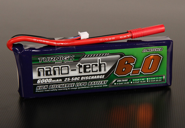 Turnigy nano-tech 6000mAh 2S 25 ~ 50C Lipo Paquet
