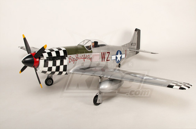 P-51D Mustang monstre 1.55m 6Ch XL-EPO-61inch PNF