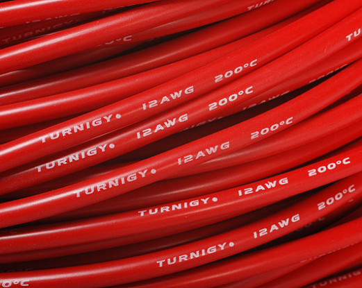 Turnigy Pure-silicone Fil 12AWG 1m (Rouge)