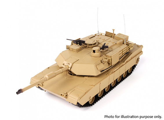 SCRATCH / DENT - US-M1A2 ABRAMS RC Tank w / 2.4ghzTX, pistes métalliques, Sound & Airsoft (RTR)