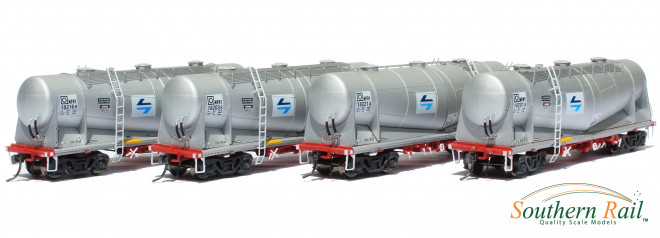 Southern Rail HO Scale 4 Car Set NSW NPRY/PRX Cement Hoppers with PTC Blue L7 Logo Series 2 (18221Q)