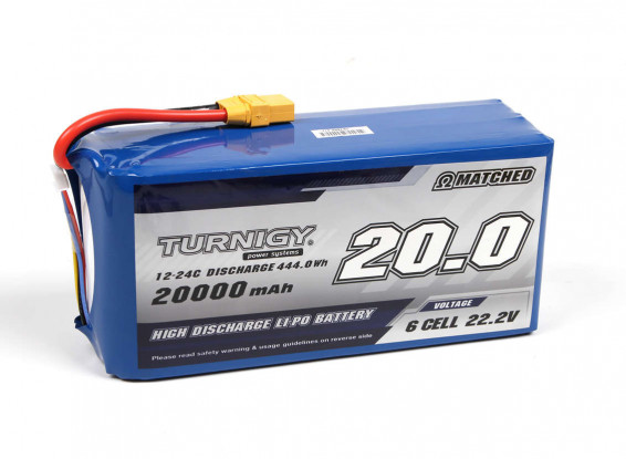 Turnigy High Capacity Batteries 20000mAh 6S 12C Drone Lipo Pack w/XT90