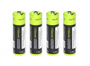 Znter 1.5V 1700mAh USB Rechargeable AA LiPoly Battery (4pcs)