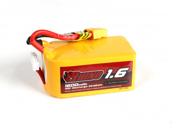 Rhino 1600mAh 4S 50C Lipo Pack w/XT60