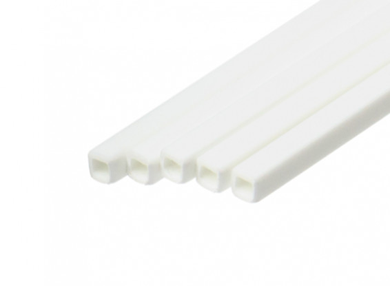 ABS Square Tube 3.0mm x 3.0mm x 500mm White (Qty 5)