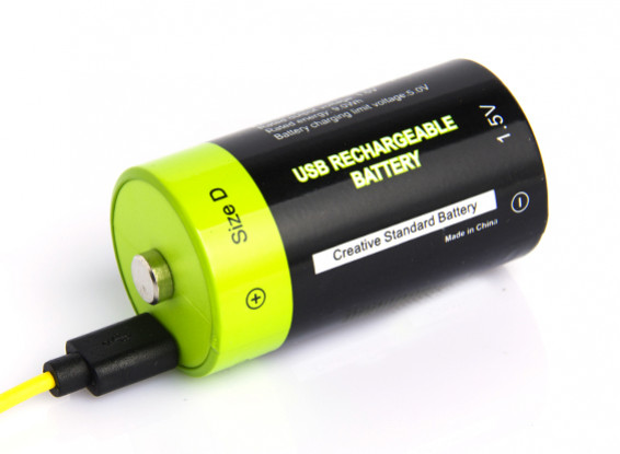 Znter 1.5V D Size 6000mAh USB Rechargeable LiPoly Battery (1pc)
