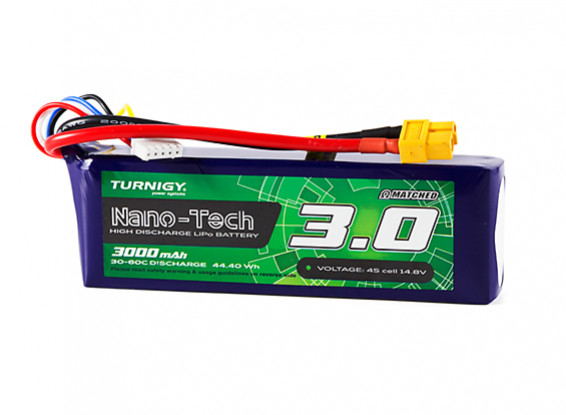 Turnigy Nano-Tech 3000mAh 4S 30C Lipo Pack w/XT60