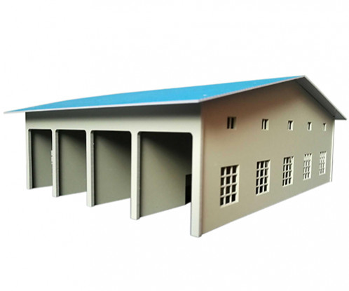 H0 Scale Plastic Slot Together Warehouse/Loco Shed Kit (Cream/Blue)