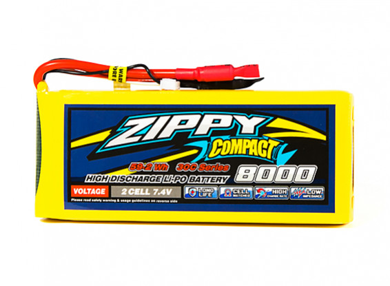 ZIPPY Compact 8000mAh 2S1P 30C Lipo Pack
