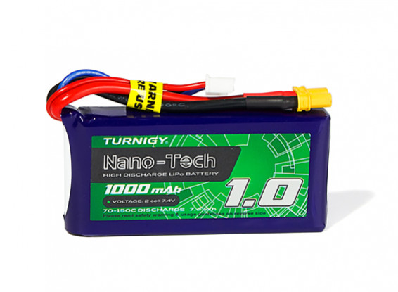 Turnigy Nano-Tech Plus 1000mAh 2S 70C Lipo Pack w/XT30