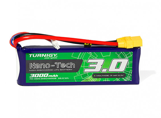Turnigy Nano-Tech Plus 3000mAh 3S 70C Lipo Pack w/XT90