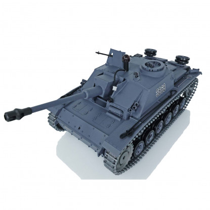 Heng Long 3868 (RTR) 1/16th Scale German Stug III RC Tank w/Upgraded Metal Parts, LED Lights, Smoke & Firing Gun (Gray)