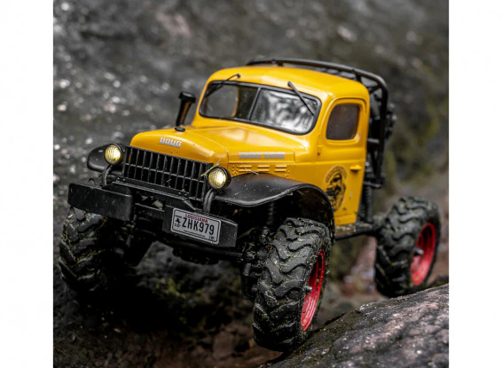 FMS (RTR) 1:24 FCX24 Power Wagon V2 (Yellow) 4WD Rock Crawler w/2-Speed Transmission, Tx, LiPo & Charger