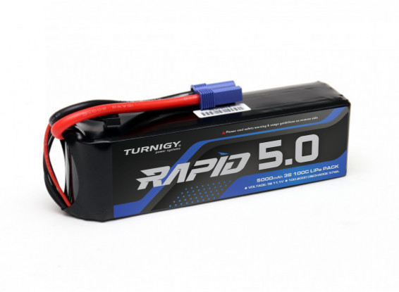 Turnigy Rapid 3S 5000mAh 11.1V 100C Lipo Battery w/EC5 for RC cars
