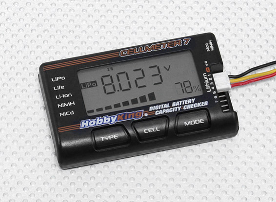 H-König Cellmeter-7 Lipo / Life / Li-Ion / NiMH- / NiCd-Digital-Batterie-Checker