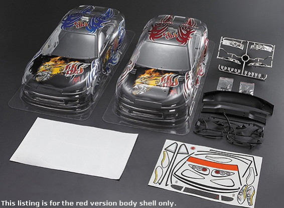 1/10 S15 Car Body Shell w / vorgedruckten Graphics (190mm) - Red Version