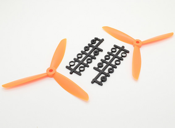 Hobbyking ™ 3-Blatt Propeller 6x4,5 Orange (CW / CCW) (2 Stück)