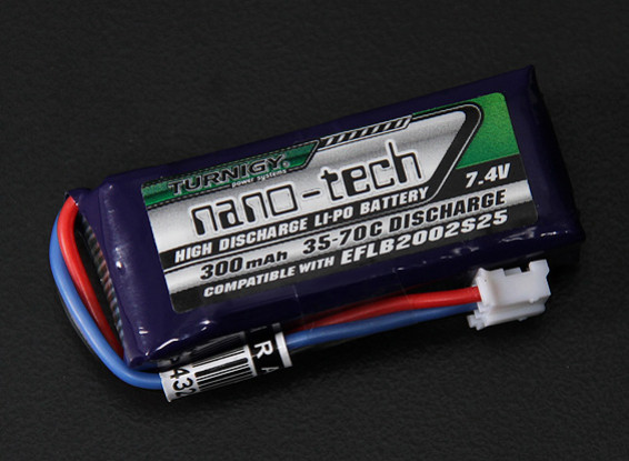 Turnigy Nano-Tech-300mAh 2S 35 ~ 70C Lipo-Pack (E-flite EFLB2002S25 micro Serie kompatibel)