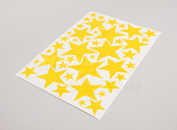 Stern-Gelb Verschiedene Größen Decal Sheet 425mmx300mm