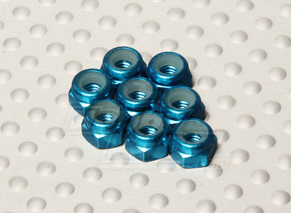 Blau eloxiertes Aluminium M3 Nylock Nüsse (8pcs)