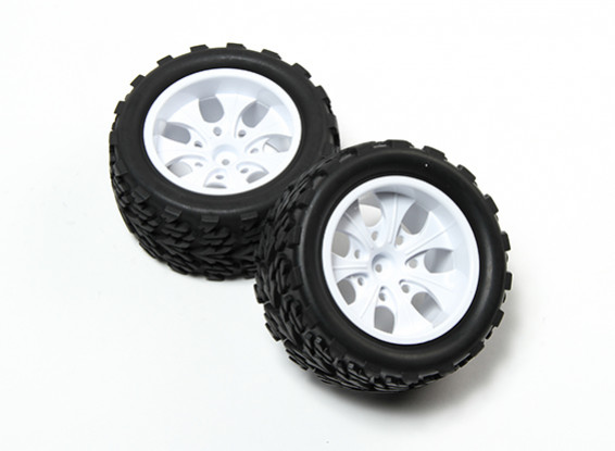 HobbyKing® 1/10 Monster Truck 7-Speichen-Weiß-Rad-Baum-Muster Reifen 12mm Hex (2pc)