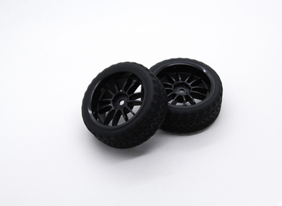 Hobbyking 1/10 Rad / Reifen-Set AF Rally Speichen (schwarz) RC Car 26mm (2 Stück)
