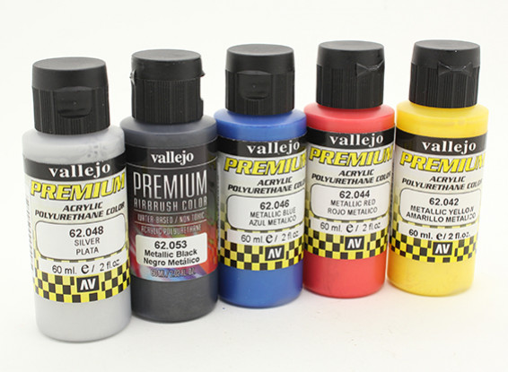 Vallejo Premium-Farbe Acrylfarbe - Metallic-Farbauswahl (5 x 60 ml)