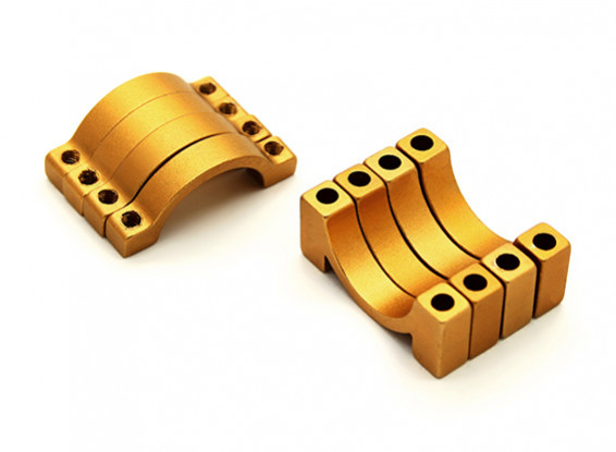 Gold eloxiert CNC Aluminium 4.5mm Rohrklemme 16 mm Durchmesser (4-er Set)
