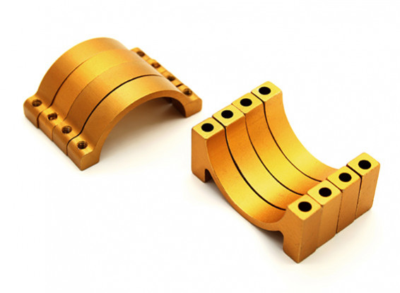 Gold eloxiert CNC Aluminium 6mm Rohrklemme 25 mm Durchmesser (Satz 4)