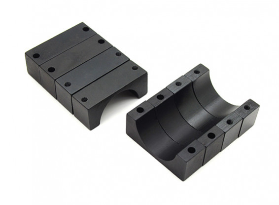 Schwarz eloxiert Doppelseitig 10mm CNC-Aluminiumrohrklemme 20 mm Durchmesser (Satz 4)