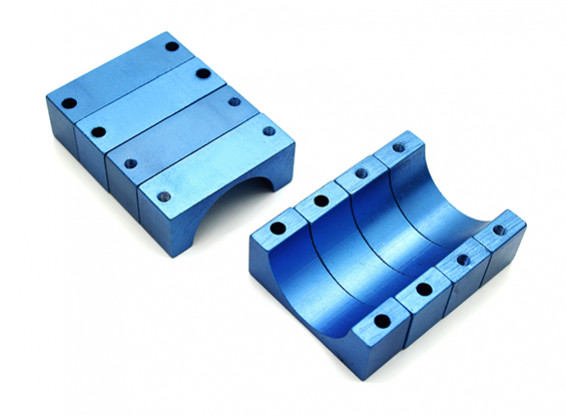 Blau eloxiert Doppelseitig 10mm CNC-Aluminiumrohrklemme 20 mm Durchmesser (Satz 4)