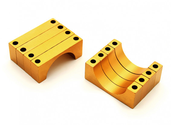 Gold eloxiert Doppelseitige CNC-Aluminiumrohrklemme 20 mm Durchmesser (Satz 4)