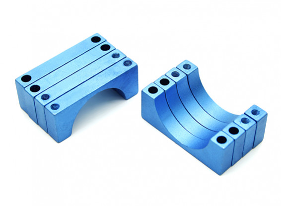 Blau eloxiert Doppelseitige CNC-Aluminiumrohrklemme 20 mm Durchmesser (Satz 4)
