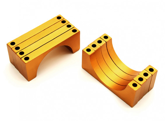 Gold eloxiert Doppelseitig 6mm CNC-Aluminiumrohrklemme 28 mm Durchmesser (Satz 4)