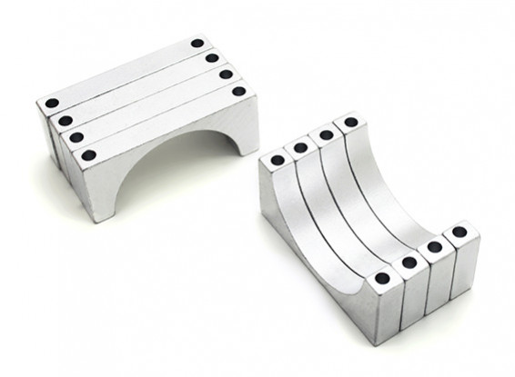 Silber eloxiert Doppelseitig 6mm CNC-Aluminiumrohrklemme 30 mm Durchmesser (Satz 4)