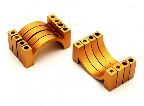 Gold eloxiert CNC Aluminium 4.5mm Rohrklemme 22 mm Durchmesser (Satz 4)