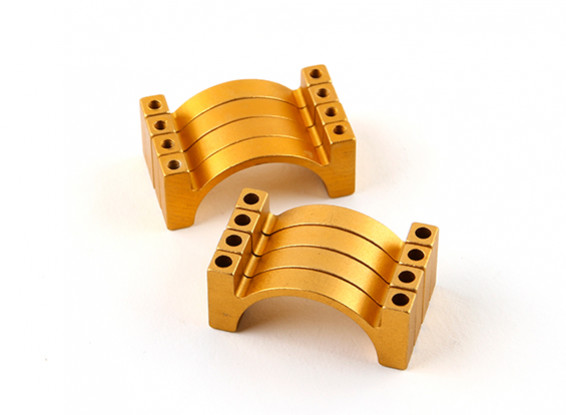 Gold eloxiert Doppelseitige CNC-Aluminiumrohrklemme 25 mm Durchmesser