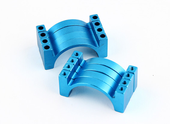Blau eloxiert Doppelseitige CNC-Aluminiumrohrklemme 25 mm Durchmesser