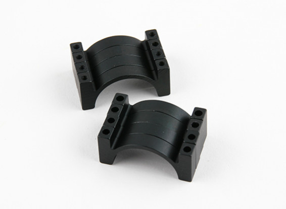 Schwarz eloxiert Doppelseitige CNC-Aluminiumrohrklemme 25 mm Durchmesser
