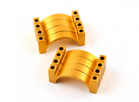 Gold eloxiert Doppelseitige CNC-Aluminiumrohrklemme 25 mm Durchmesser