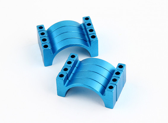 Blau eloxiert Doppelseitige CNC-Aluminiumrohrklemme 25 mm Durchmesser