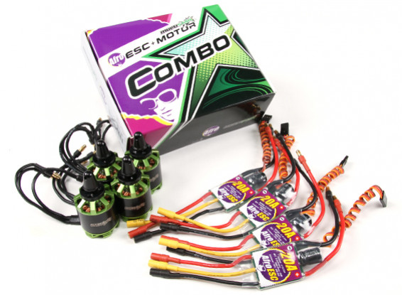 Multistar & Afro Combo Pack - 2216-800KV und Matched 20A Afro ESC Set von 4 CW / CCW