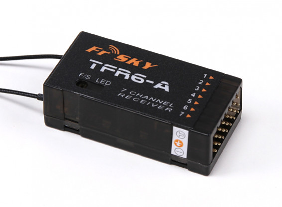 FrSky TFR6-A 7-Kanal 2,4 GHz Empfänger Futaba FASST kompatibel (Horizontal-Steckverbinder)