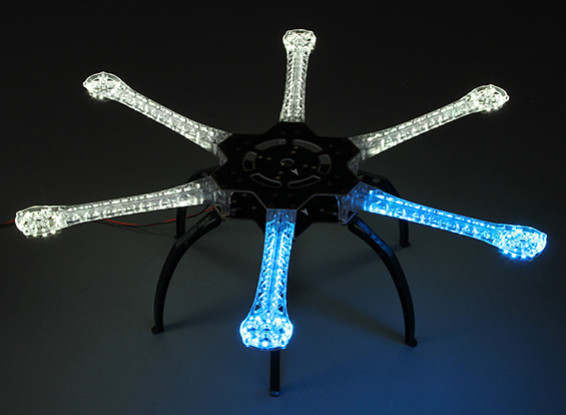 H550 V4 Pro LED Hexcopter Rahmen mit integrierter PCB 550mm (Blau, Weiß)