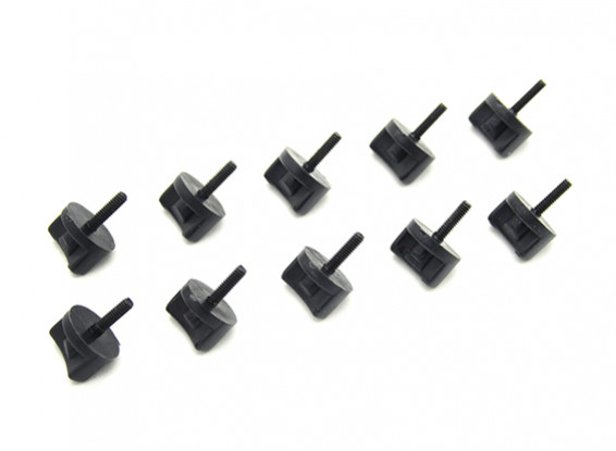 Nylon Rändelschrauben mit Stahlwellen M2 x 15mm Schwarz (10 Stück)