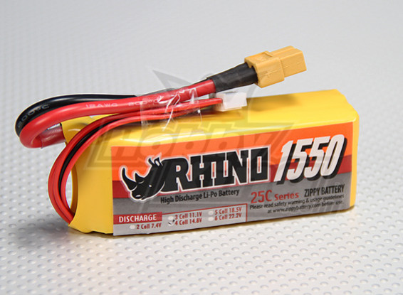 Rhino 1550mAh 4S 14.8V 25C Lipo-Pack