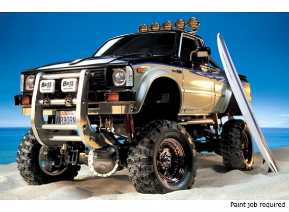 Tamiya Maßstab 1:10 Toyota Hilux High-Lift Truck Kit w / 3-Speed ​​& Surfbrett 58397