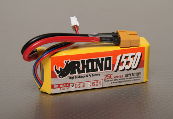 Rhino 1550mAh 3S1P 25C Lipo-Pack
